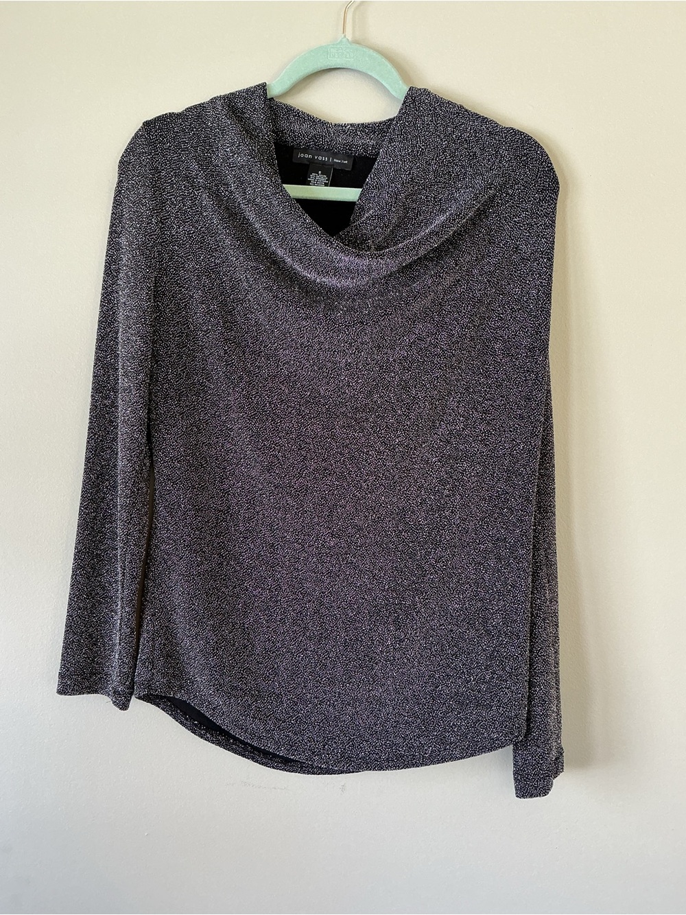 Hugo Vass Long Sleeve Black Metallic Top